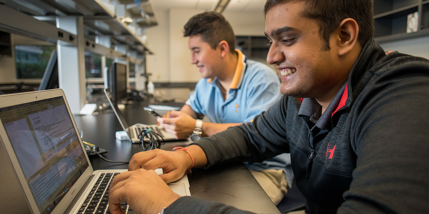 Students Working in EECS Lab on a Senior Design Project